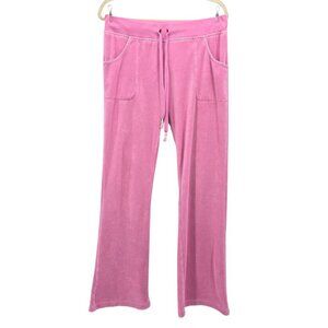 Vintage Twisted Heart Womens Medium Track Pants Terry Cloth Flared Pink Y2K